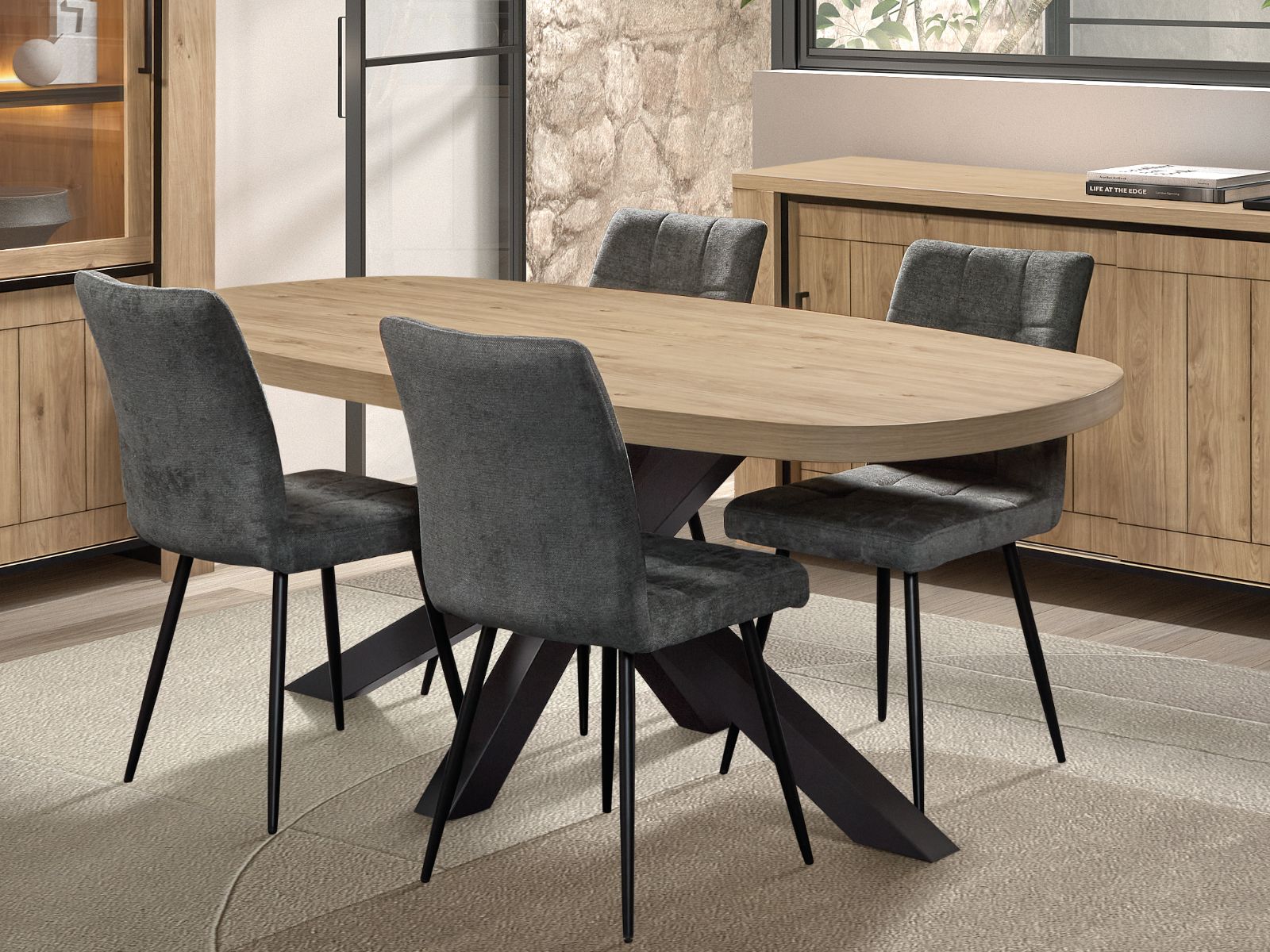 Ovale eettafel URGOT 210 cm castle eik