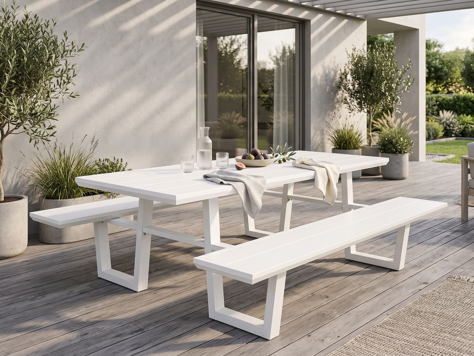 Picknicktafel VICENZA 240 cm aluminium wit